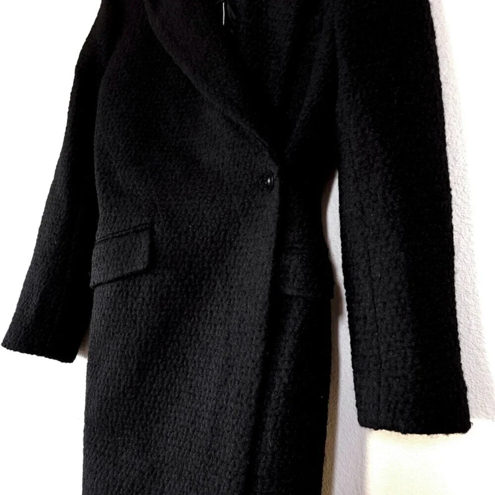 NEW L'Academie Boucle Wool Micha Long Coat Black Tailored Old Money Minimal XS - Picture 6 of 15